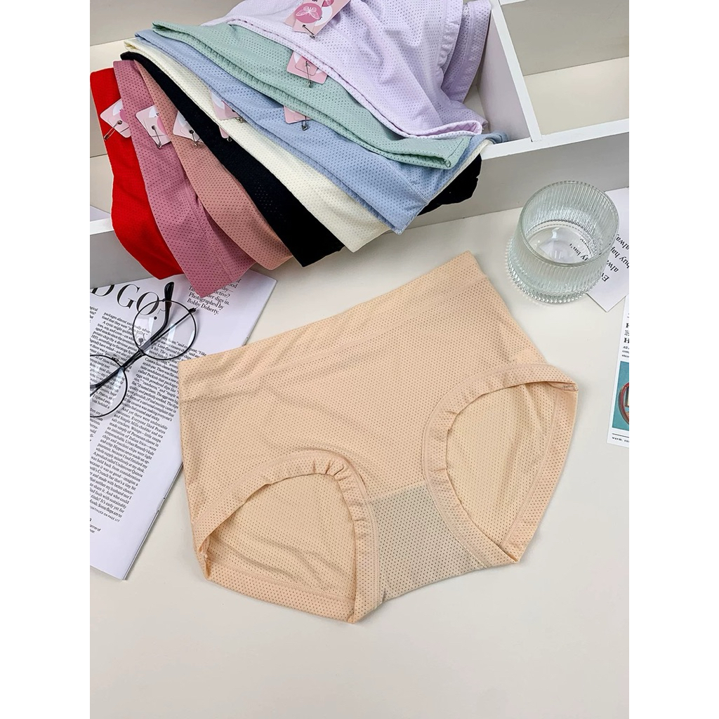 614#(ยกเซ็ต-3ตัว) M-2xl กางเกงในผ้าในลอน ผ้ารูตาข่าย นุ่น นิ่ม เย็นใส่สบาย