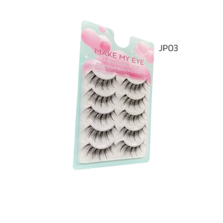 ขนตาปลอม makemyeye แกนใสแบบหนา JPO3 eyelashes ขนตาแกนใส 5 คู่ เครื่องสำอาง