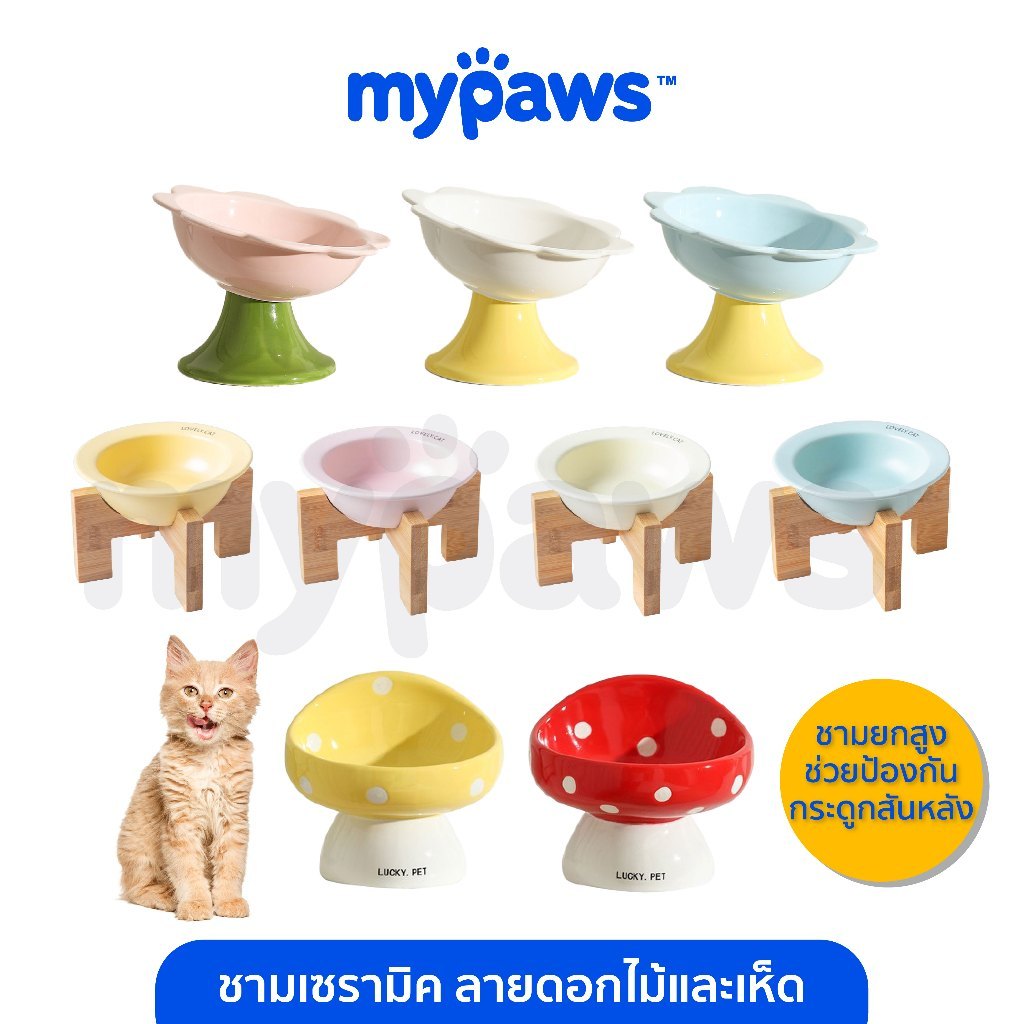 [🔥6.6ลดสูงสุด450]My Paws ชามอาหารสัตว์เลี้ยง แบบเซรามิค มีหลายแบบให้เลือก สีสันสวยงาม ชามอาหารหมาแมว