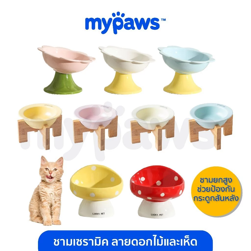 [🔥MidmonthSale]My Paws ชามอาหารสัตว์เลี้ยง แบบเซรามิค มีหลายแบบให้เลือก สีสันสวยงาม ชามอาหารหมาแมว