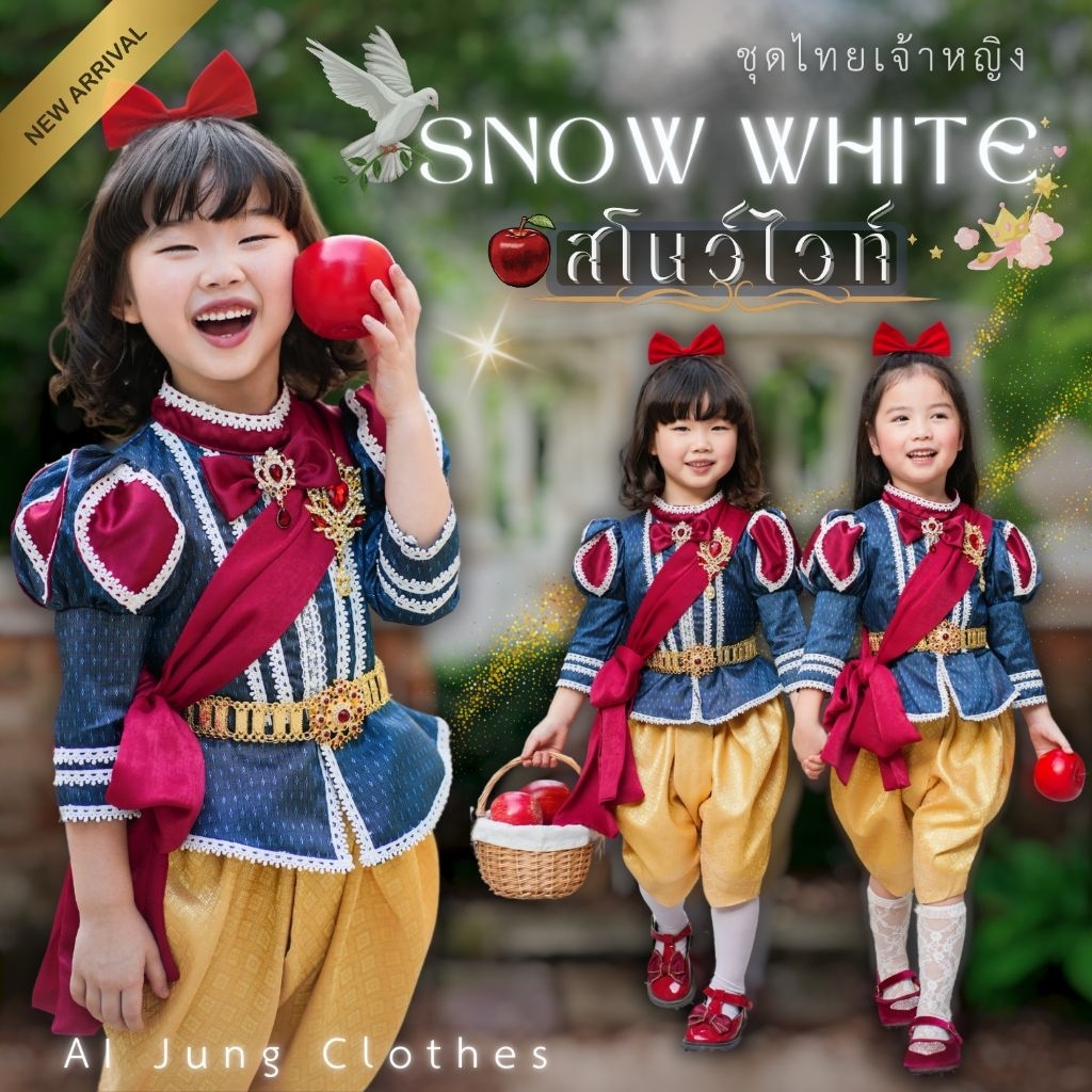 ชุดไทยเด็กรุ่น 🍎 "สโนว์ไวท์" ~ AI Jung Clothes ชุดไทยเด็ก ชุดไทยใส่ไปโรงเรียน (ไม่มีกล่องแบรนด์)