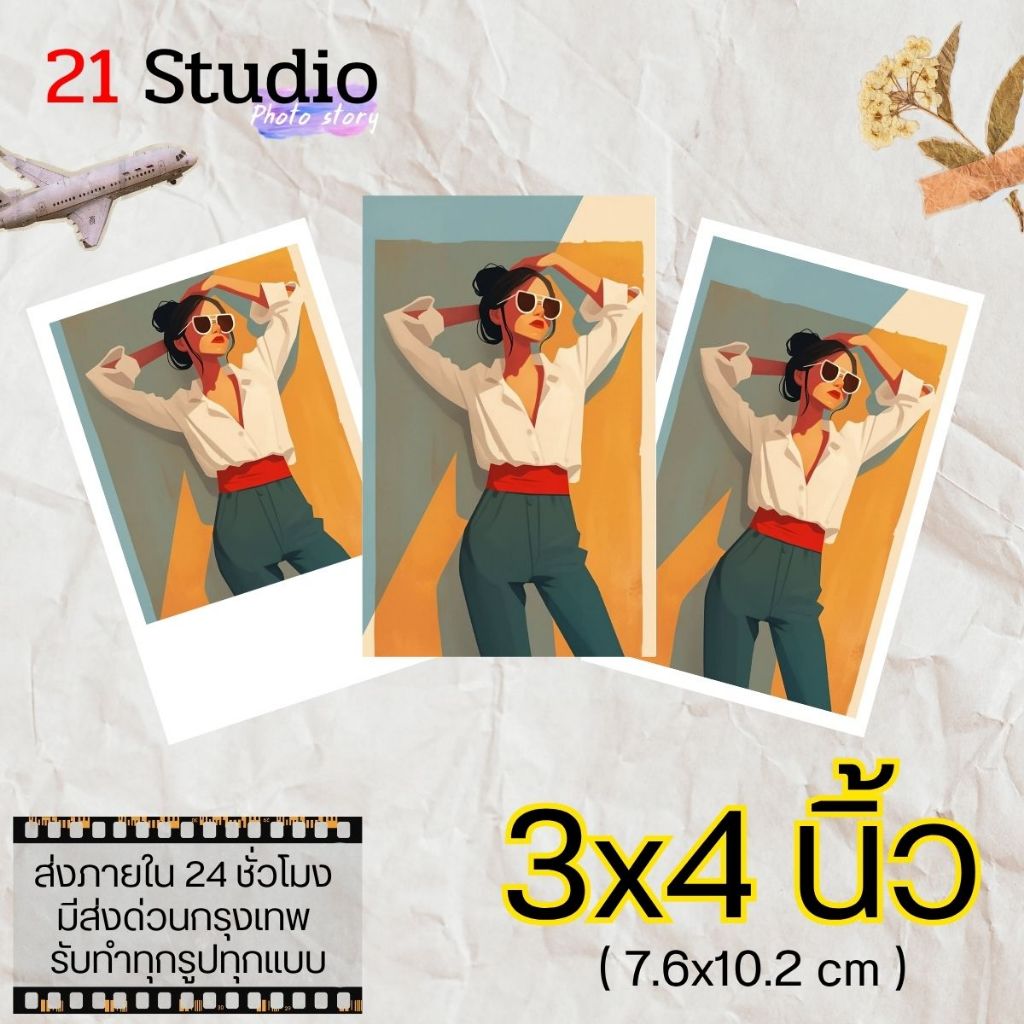 ปริ้นรูป 3x4 นิ้ว สีสด คมชัด ภาพไม่แตก กระดาษหนา 200 แกรม รูปสวย ส่งไวใน 24 ชม.