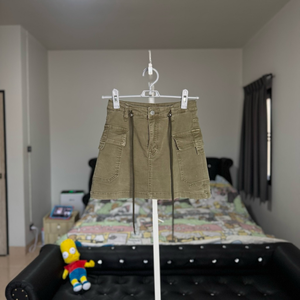 ส่งต่อกระโปรงยีนส์คาร์โก้  สีเขียวขีม้าDarim🇰🇷ไม่ติดแท็ก Sz.S