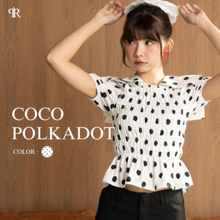 Panchitar Coco Polkadot – เสื้อสม็อกลายจุดสุดคลาสสิกดีไซน์คอปกใหญ่ แขนพอง และสม็อกเข้ารูปที่ช่วงเอว
