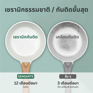 SENSARTE เครื่องครัวอายุยืน เคลือบเซรามิกกันติด Non-Stick ปลอดสาร พร้อมฝาปิด ขนาด 20 ซม. หม้อต้มมาม่า หม้ออเนกประสงค์