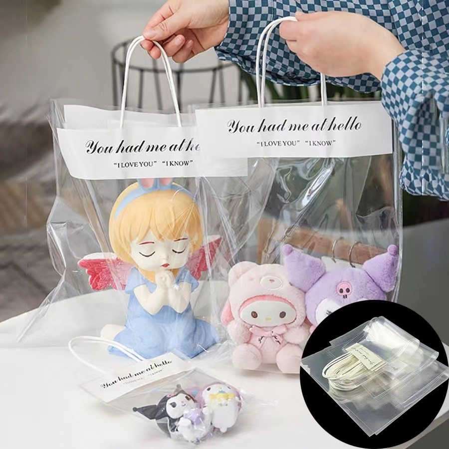 ✅ราคาถูก✅ถุงของขวัญใสหูหิ้ว น่ารัก พร้อมข้อความสุดหวาน เหมาะสำหรับใส่ของขวัญ/ช่อดอกไม้ วันวาเลนไทน์ รับปริญญา พร้อมส่ง..