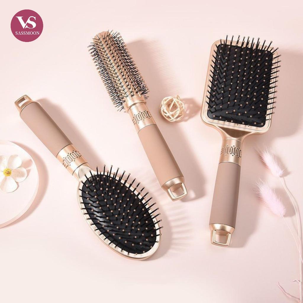 VS SASSMOON หวีแปรงผม 3 สไตล์ ด้านจับถนัดมือน้ำหนักเบา หวีขนนุ่ม มีปุ่มนวดศรีษะ หวีแปรงผมสำหรับมืออาชีพ