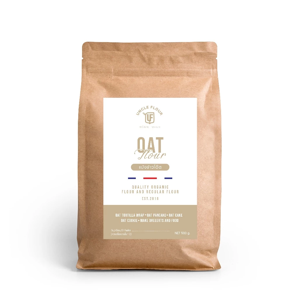 แป้งข้าวโอ๊ต (ข้าวโอ๊ดบดละเอียด) Oat flour Organic Flour 500 กรัม พร้อมวิธีทำนมข้าวโอ๊ต ทำขนมและอาหาร uncleflour
