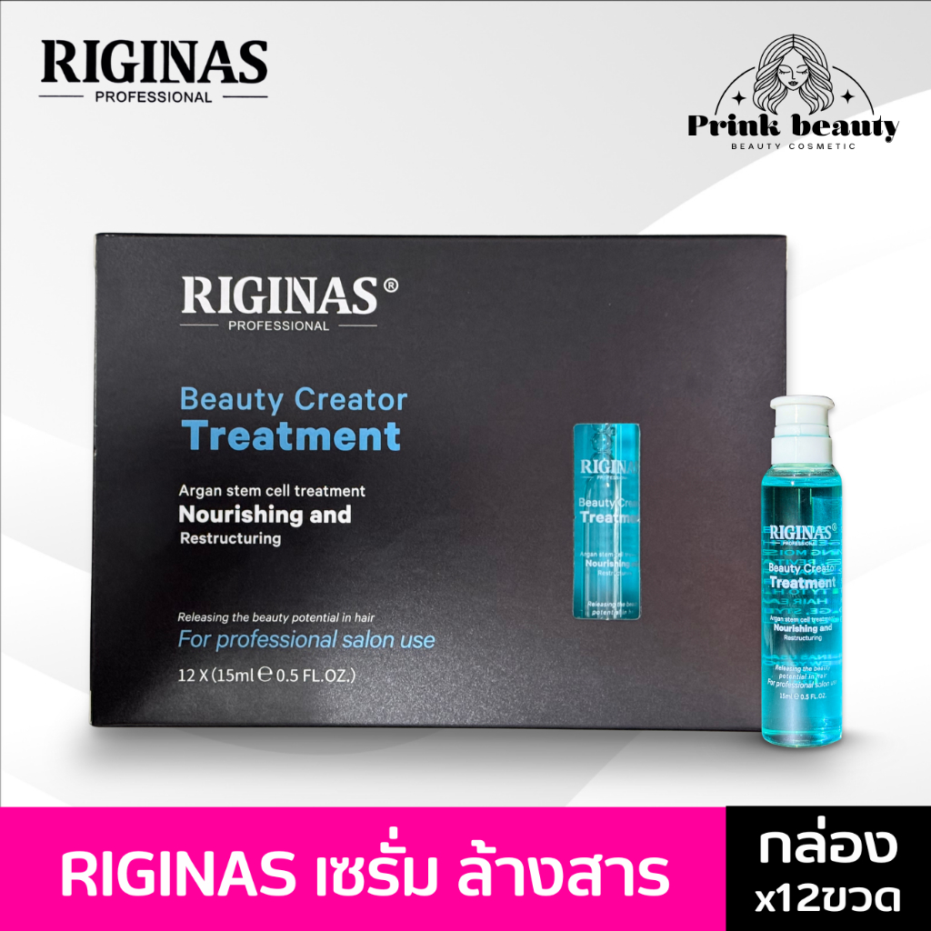 (1โหล) RIGINAS Professional เซรั่มล้างสารเคมี น้ำฟ้า ปิดเกล็ดผม 15ml. ริจินาส โปรเฟสชั่นนอล แทนอัลฟ่าพาร์ฟ