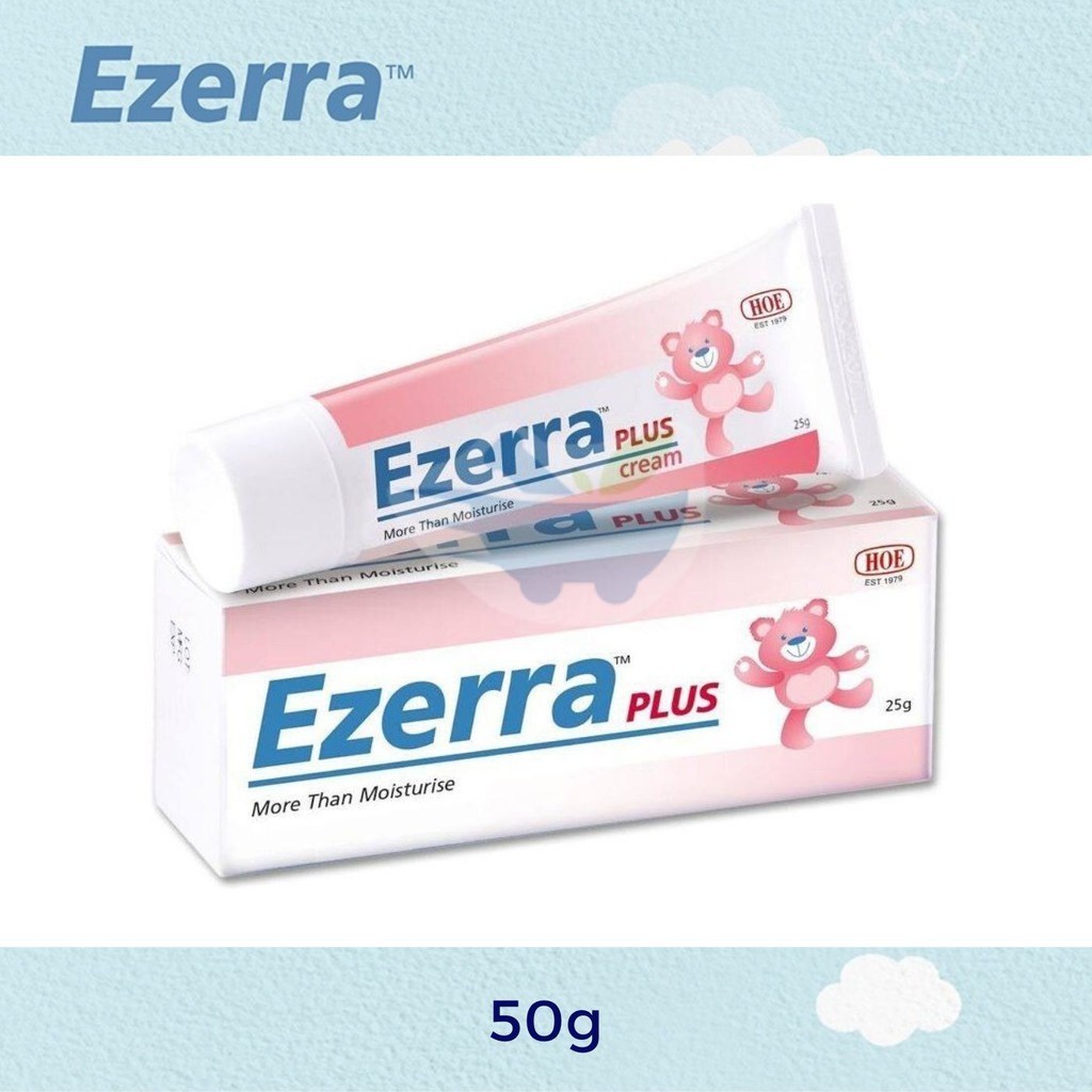 Exp.2027 ครีมหมีชมพู Ezerra Plus Cream 50g ช่วยฟื้นฟูผิวอักเสบ ผื่นแดง