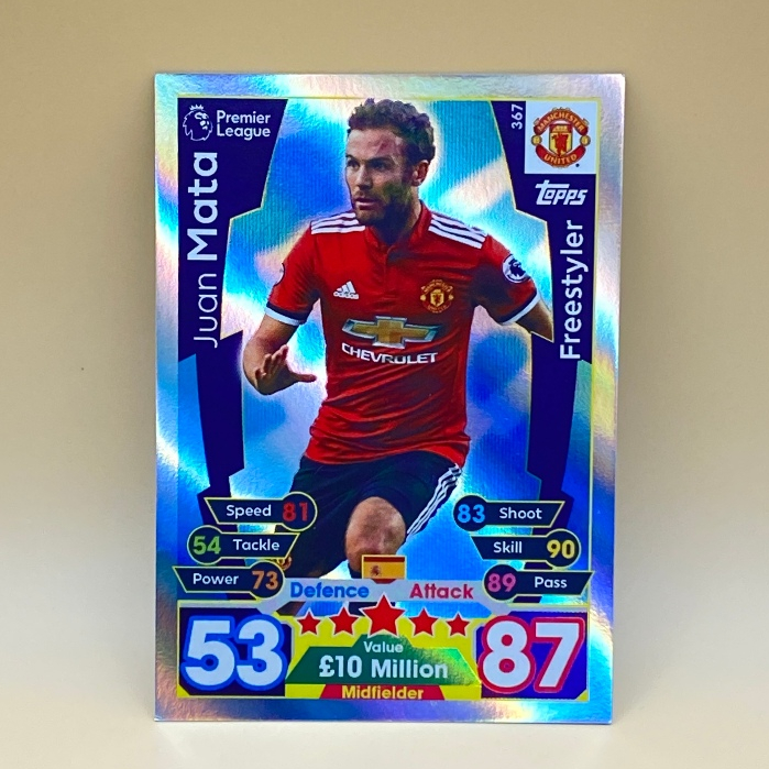 #367 Juan Mata Freestyler Topps Match Attax 17/18 Mint Condition