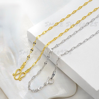 สร้อยคอเงินแท้92.5  ชุบทอง18k /ชุบทองคำขาว ลายจันทร์กระพริบ …