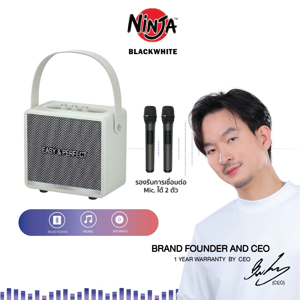 Blackwhite EP-WINDY PREMIUM ลำโพงบลูทูธพร้อมไมค์ 2 ชิ้น รับประกัน 1 ปี