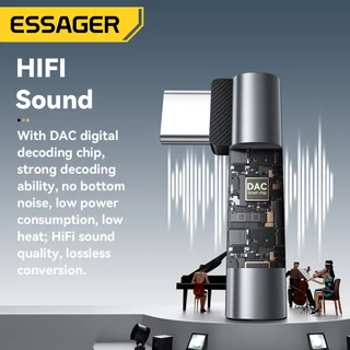 Essager อะแดปเตอร์เสียงหูฟัง OTG Type C ถึง 3.5MM อะแดปเตอร์หูฟังแบบมีสายสำหรับ Android IOS