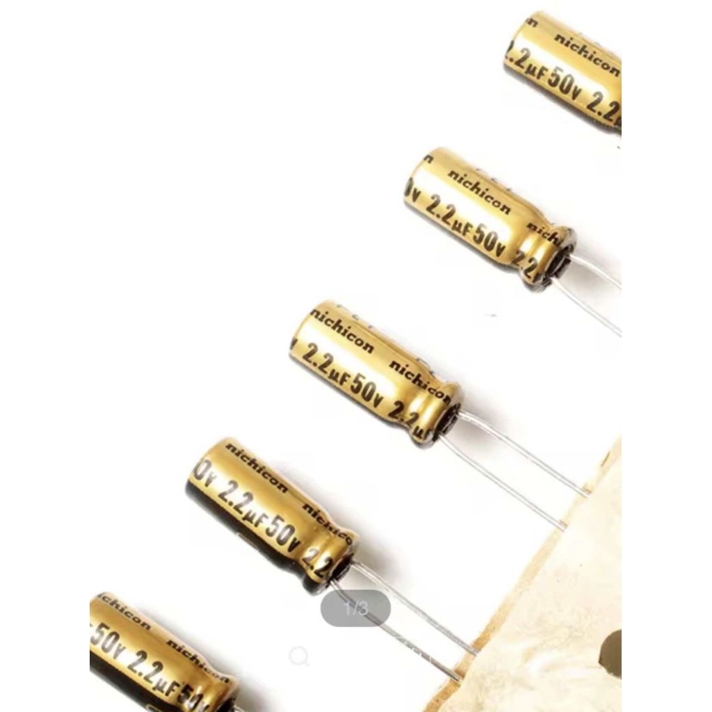 Nichicon 2.2uF 3.3uF 4.7uF 22uF 50V ขนาด 5*11(สีทอง-ดำ) คาปาซิเตอร์ เกรด ออดิโอ มีตัวเลือกสินค้า