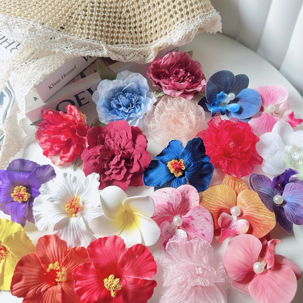 กิ๊บดอกไม้ 🌼🌸🌺🌹 ดอกใหญ่ หลายสีหลายแบบจ้า 10cm