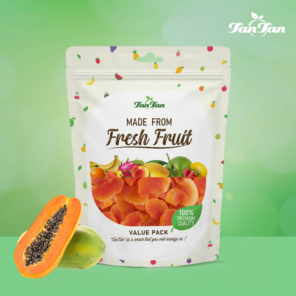 มะละกอสไลด์อบแห้งสีธรรมชาติ TANTANFOOD Dehydrated Papaya Slice, Natural