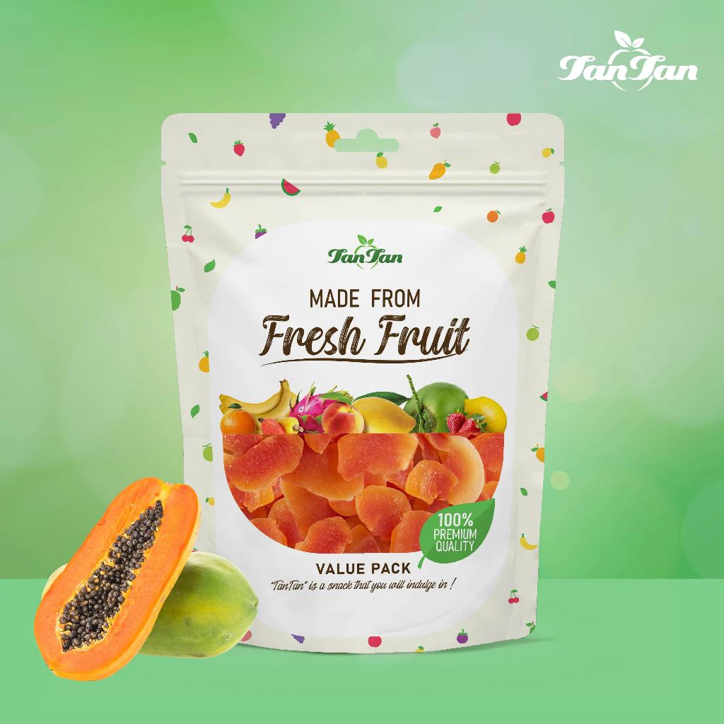 มะละกอสไลด์อบแห้งสีธรรมชาติ TANTANFOOD Dehydrated Papaya Slice, Natural