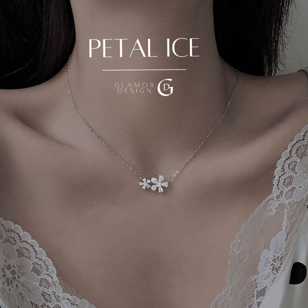 GLAMOR✨สร้อยเงินแท้ Petal Ice จี้ดอกไม้ สร้อยซากุระประดับเพชร เงินแท้925 ดีไซน์หรูเหมือนเกล็ดน้ำแข็ง