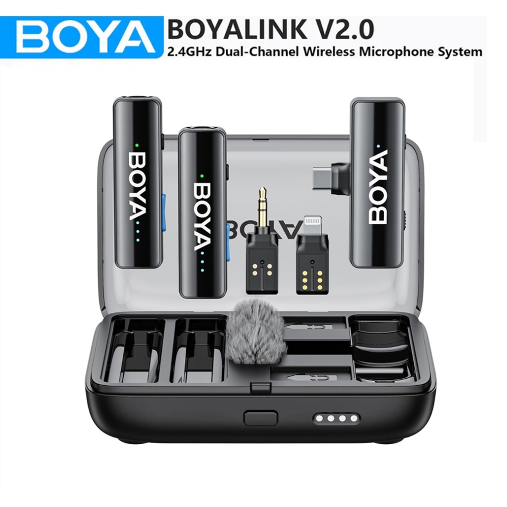 BOYA BOYALINK V2.0 ไมค์ wireless Type C BOYA LINK ไมค์ iphone , Lightning Type C ,ไมค์ DSLR ตัดเสียง