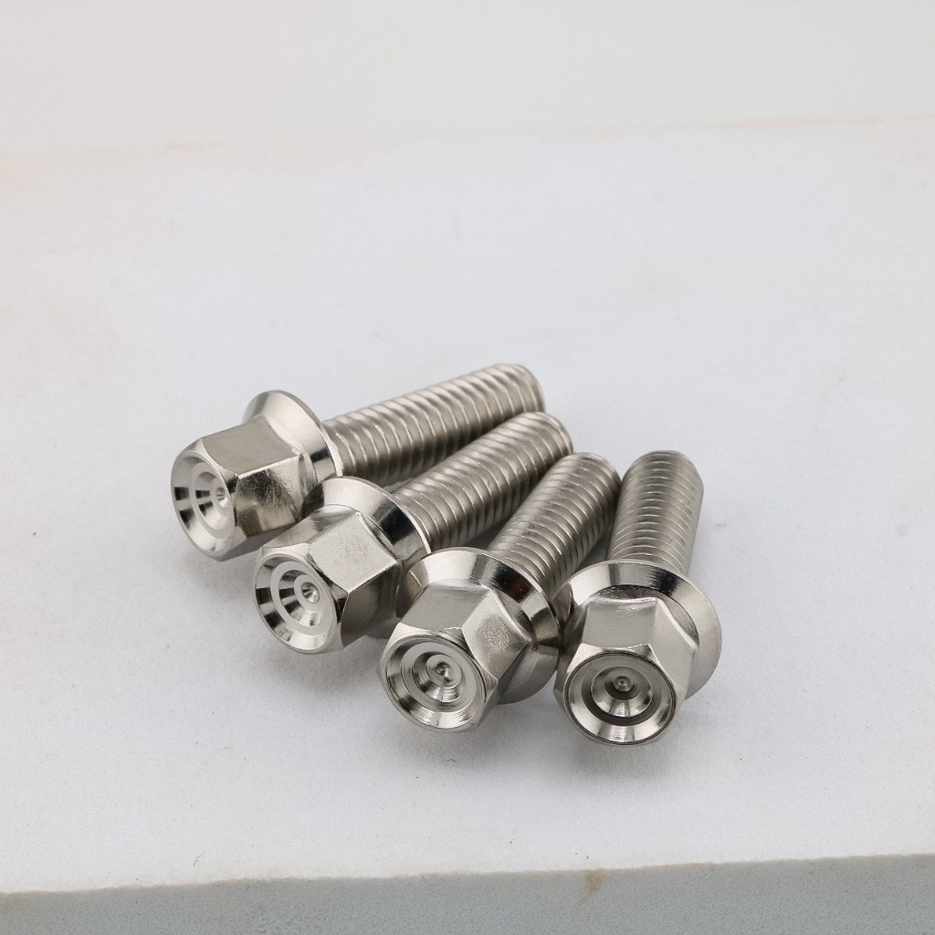 น็อตยึดประกับเลส มือเบรค-มือครัช 4 ตัว (หัวสนาม สีเลส) สแตนเลสแท้ มอเตอร์ไซค์