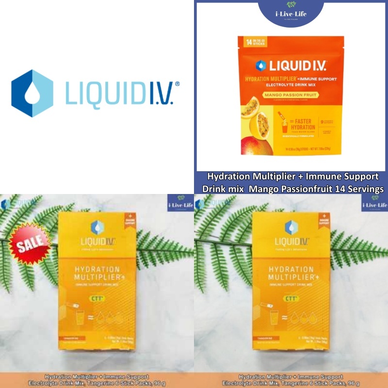 20%Sale!!EXP:12/25 Liquid I.V. - Hydration Multiplier+Immune Support Electrolyte Drink Mix,Tangerine