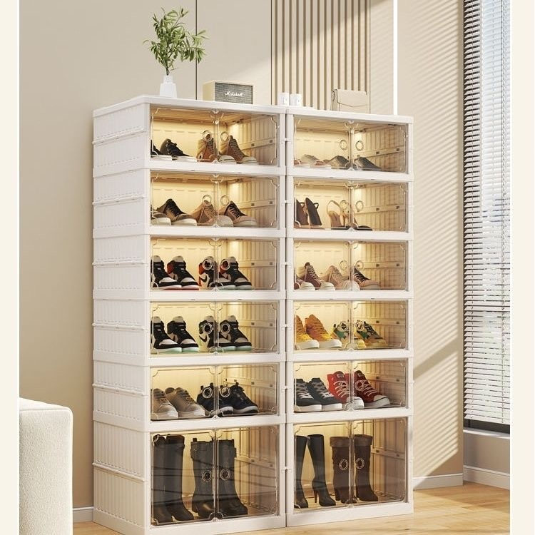 【โปรโมชั่น】Ubear ใส่รองเท้า กล่องใส่รองเท้าแบบพับเก็บได้ วัสดุหนา Shoe Box แข็งแรง กันน้ำ-ฝุ่น ระบบแ