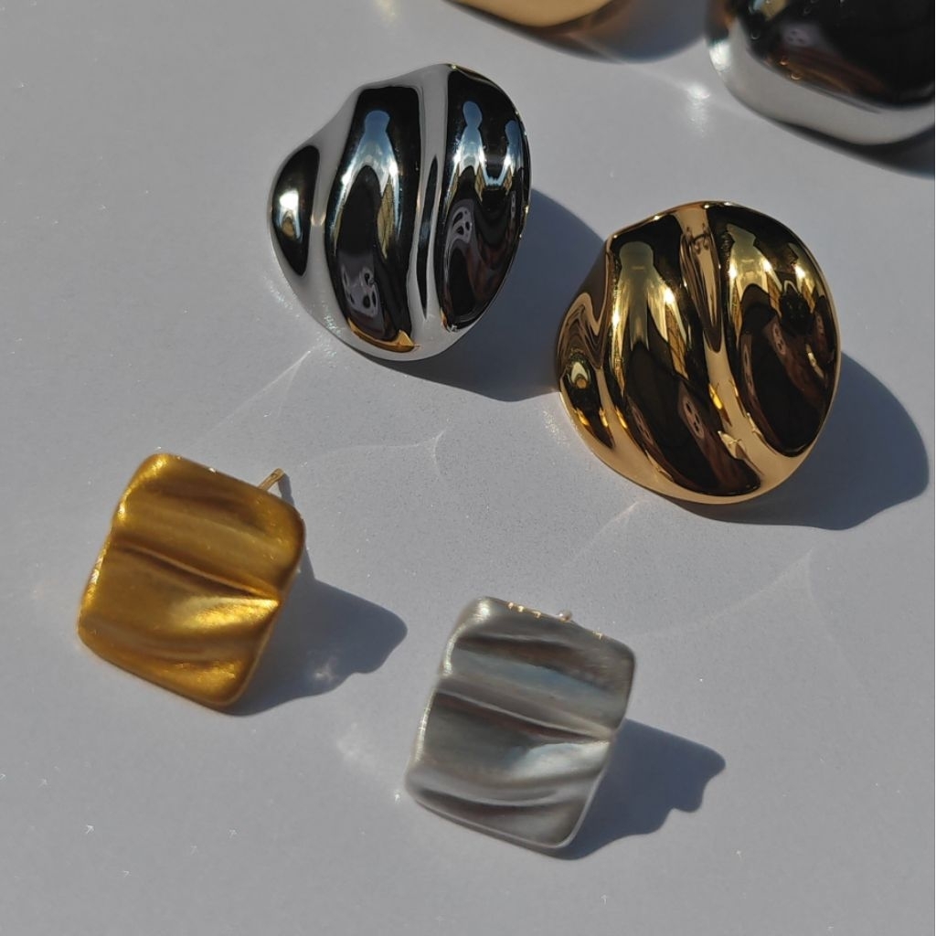 💫 nnlin. Ripple ต่างหูดีไซน์ "คลื่นน้ำ🌊" ทรงกลม / เหลี่ยม