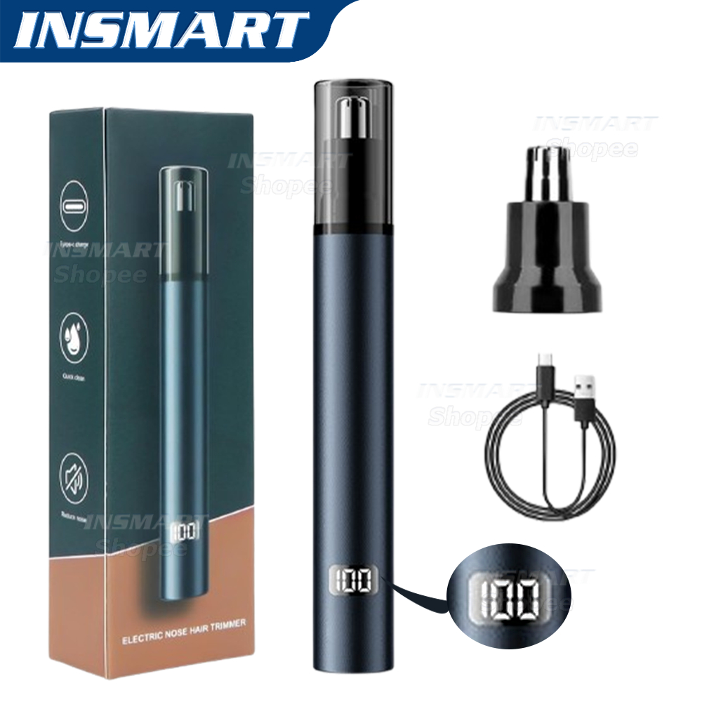 INSMART เครื่องเล็มขนจมูกไฟฟ้า การออกแบบแบบพกพา LED จอแสดงผล กันน้ํา ไม่เจ็บปวดเครื่องเล็มขนจมูก