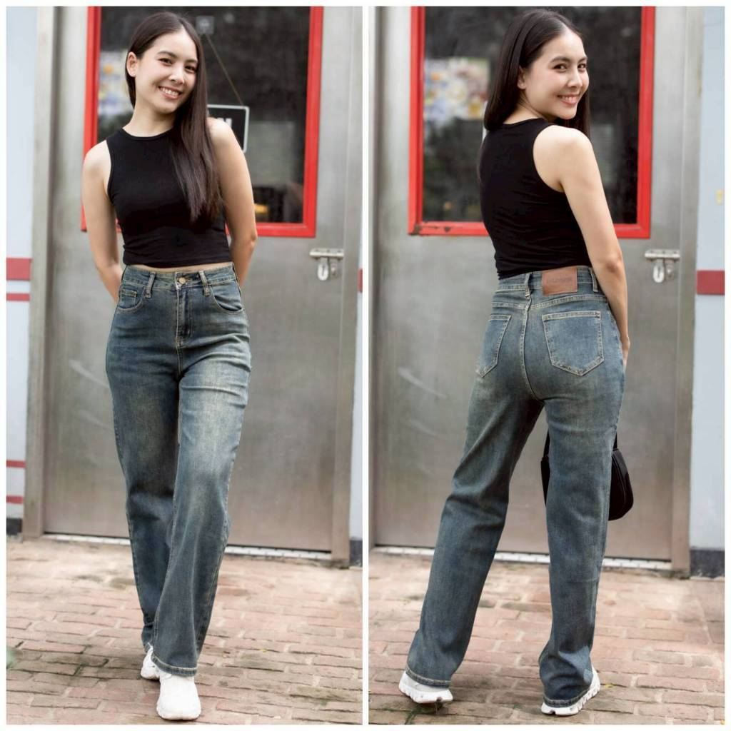#993 P31 กางเกงยีนส์เอวสูง สีสนิมสวยๆ