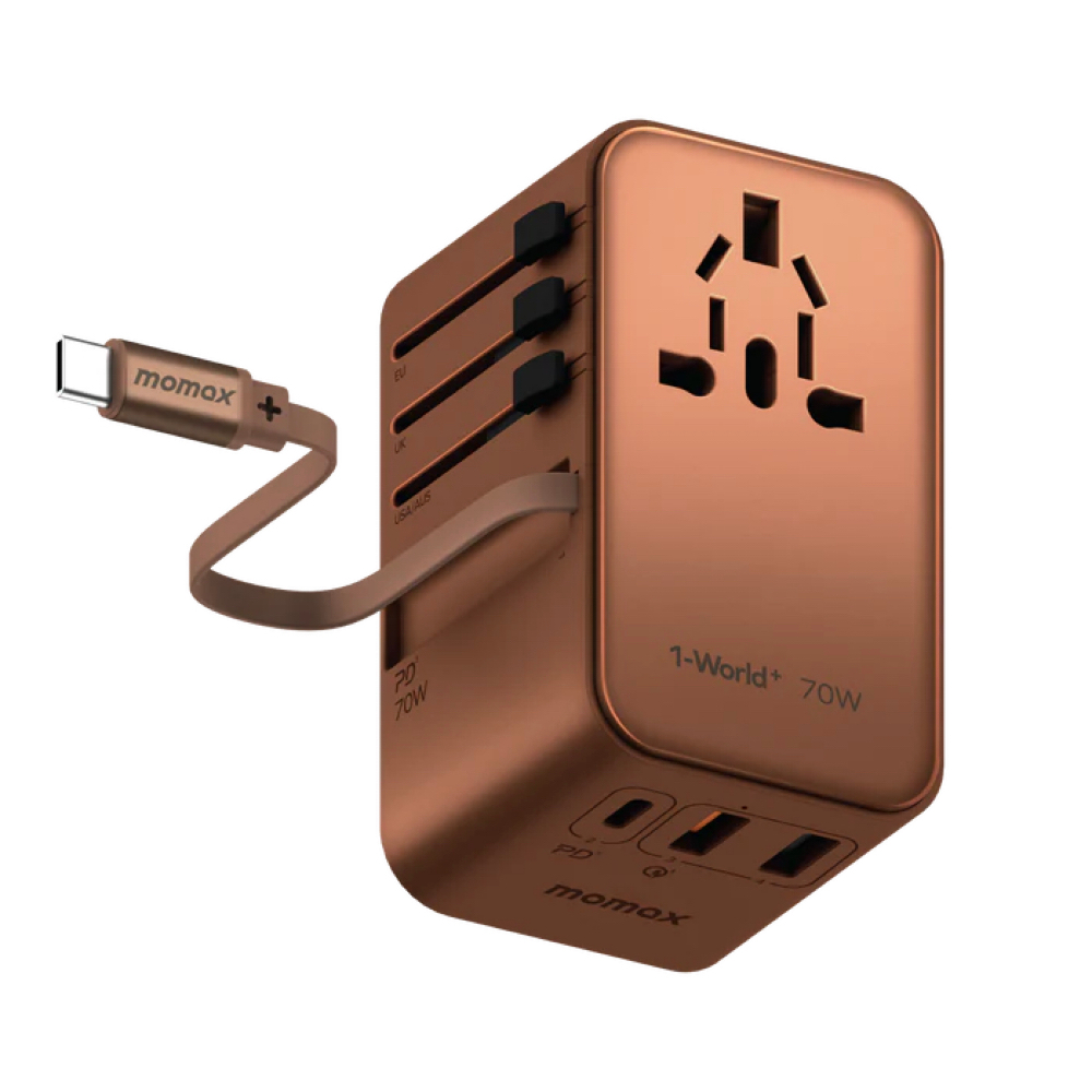 MOMAX หัวชาร์จและหัวแปลงปลั๊กไฟ 1-World+ 70W GaN 3-Port พร้อมสาย USB-C ในตัว + AC Travel Adaptor รองรับการชาร์จสูงสุด 70 ราคา ถูกที่สุด ดีลบีเคเค แกลเลอรีภาพที่ 8