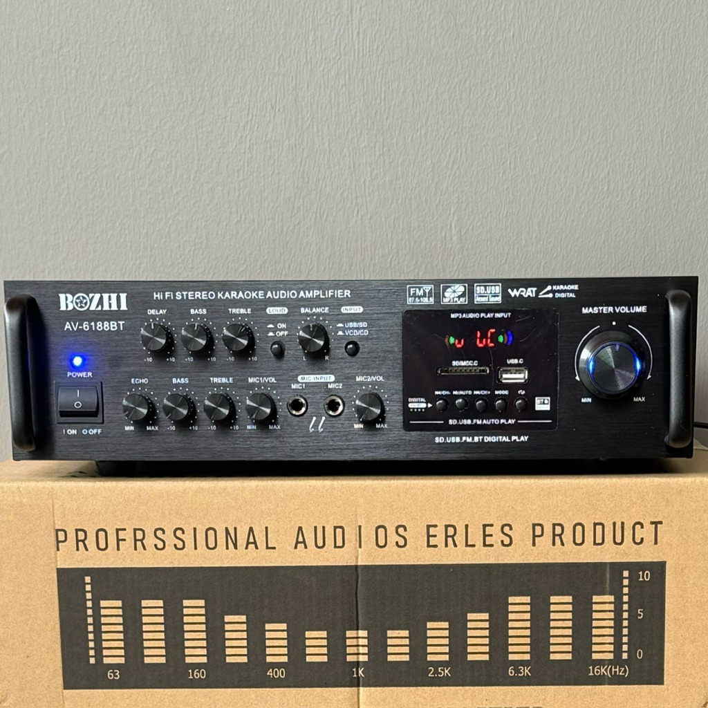 พร้อมส่ง! AV-6188BT เครื่องขยายเสียง POWER AMPLIFIER เพาเวอร์แอมป์ขยายเสียง มีบลูทูธ MP3 USB SD Card FM เพาเวอร์แอมป์