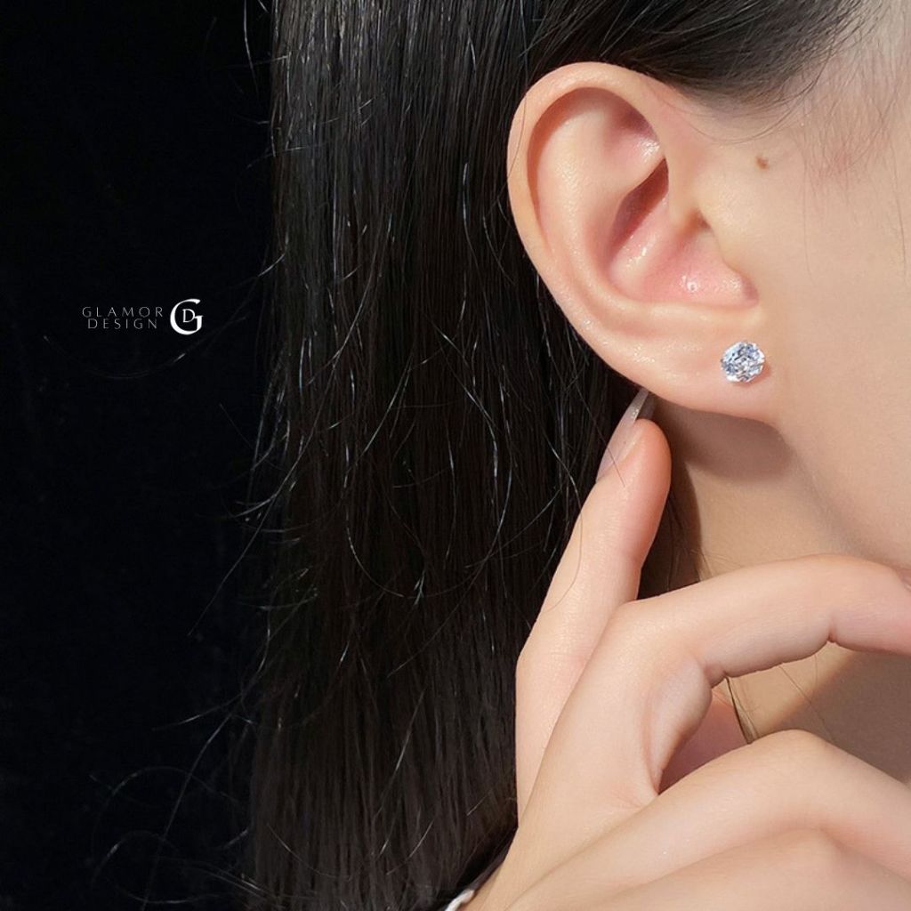 GLAMOR✨ต่างหูเงินแท้ Sparkling Diamond ต่างหูเงิน ต่างหูเพชร ต่างหูสวยๆ ตุ้มหูเพชร ต่างหูแฟชั่น รูปที่ 7