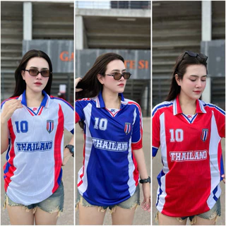 เสื้อกีฬาพิมพ์ลาย Thailand คอปก ย้อนยุค ส่วมใส่สบาย ระบายอากาศได้ดี (THA680507)