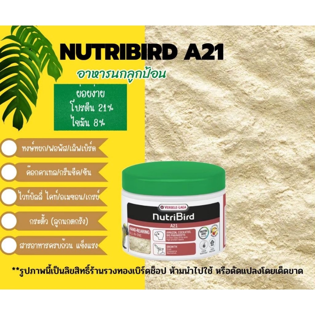 นูทรีเบิร์ดA21 nutribird A21 อาหารลูกป้อนสูตรนกทั่วไป(250g)ของแท้แบ่งขาย  หมดอายุ ปี2026( 250g)
