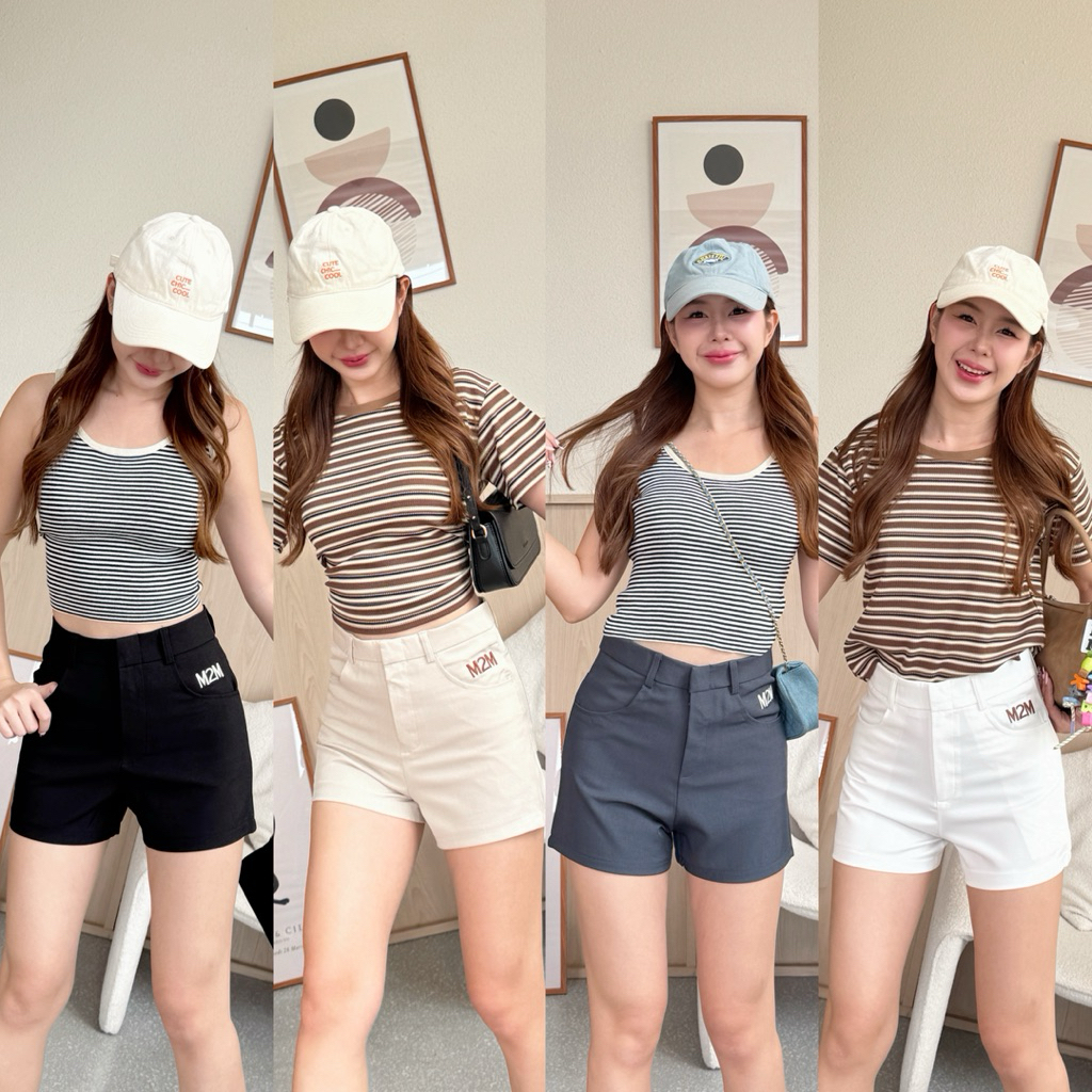 พร้อมส่ง ขาสั้นปักm2m ผ้าออดี้ ผ้าหนา นุ่ม ใส่สบาย🥇⛅️🧸