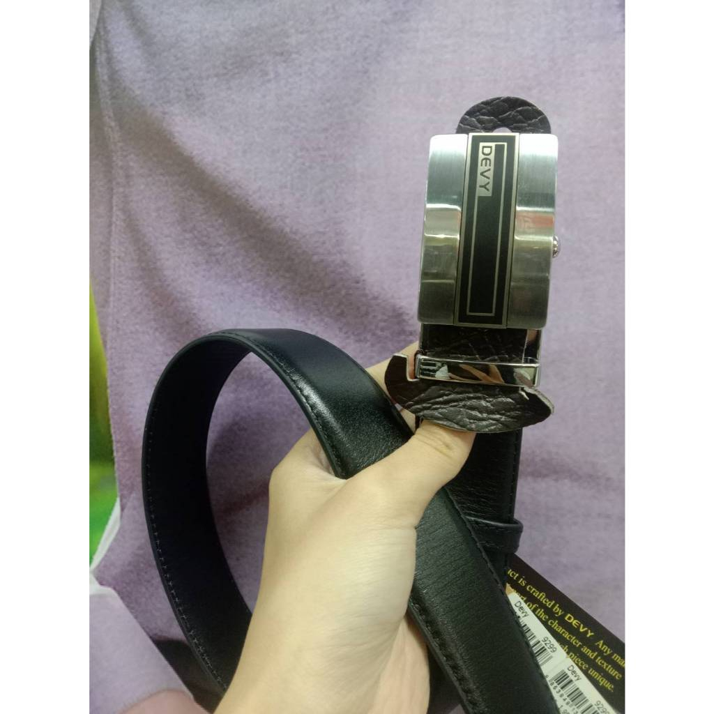 Devy เข็มขัดหนังแท้ รุ่น 9299 หัวออโต้ (ดำ)