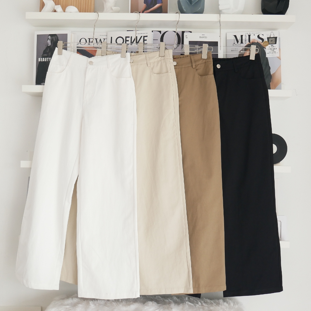 Lawyer Store[5371539] กางเกงขายาว สม็อคหลัง ทรงกระบอกกลาง กางเกงกระบอก กางเกงสม็อค ใส่ทำงาน ใส่เที่ยว