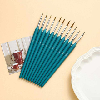 เซ็ตพู่กันหัวแหลม 11 ด้าม สำหรับวาดภาพ ละเอียด วาดโมเดล สีน้…