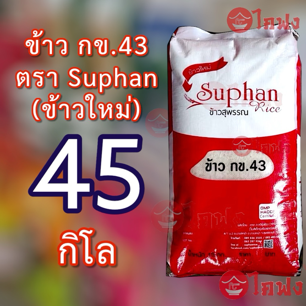 🔥ส่งฟรี🔥อ่านก่อนสั่ง ข้าวกข43 ตราสุพรรณ Suphan ข้าวพันธุ์พิเศษ ยกกระสอบ45โล ข้าวคัดฯ เมล็ดยาว น้ำตาล