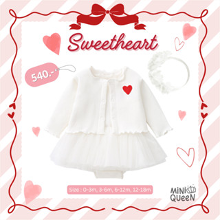 Sweetheart Bodysuit Set ชุดเด็กอ่อน บอดี้สูทเด็กอ่อน สีขาว ❤…