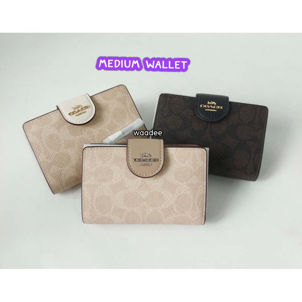 พร้อมส่ง✨✨[ผ่อน 0%]สีใหม่ 2024 Coach Medium Corner Zip Wallet CW786