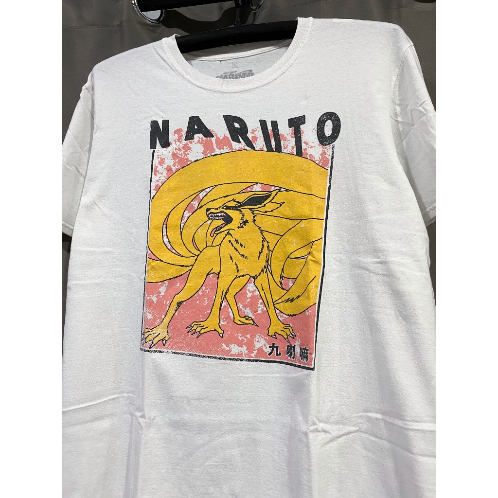 เสื้อยืด การ์ตูน Naruto นารูโตะ สีขาว ลายเก้าหาง Kurama สกรีนคมสีสด สภาพใหม่ ปั้มคอลิขสิทธิ์แท้ Size