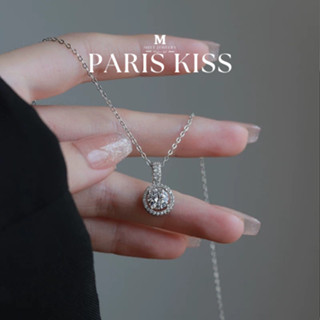 MEET💕สร้อยคอเงิน Paris Kiss สร้อยคอเงินแท้925 จี้เพชร สไตล์เ…