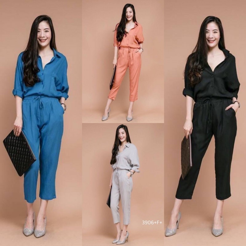 TT3906 New Koreaset !!! Set 2 ชิ้น เสื้อเชิ้ตแขนยาว งานผ้าซาร่า
