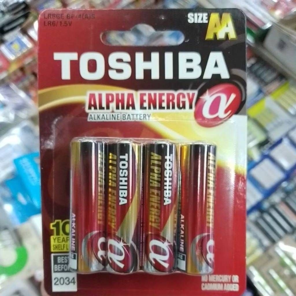 ถ่าน Toshiba Alpha Energy Alkaline AA 1.5V  4ก้อน (LR6GE BP-4) พลังงานนานกว่าAlkaline ทั่วไป ของใหม่ ของแท้