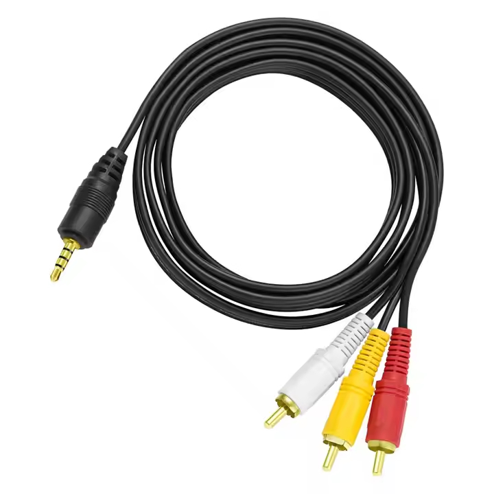 สายคอมโพสิต AV เสียงวิดีโอสเตอริโอ 3.5 มม. ตัวผู้ถึง 3RCA ตัวผู้สำหรับลำโพง แล็ปท็อป ดีวีดี ทีวี - รูปที่ 4