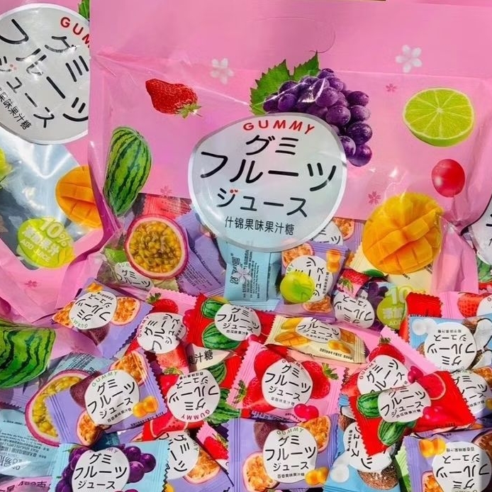 เยลลี่กัมมี่ญี่ปุ่น ห่อชมพู Gummy Jelly เยลลี่ผลไม้รวม เยลลี่ญี่ปุ่น เยลลี่เกาหลี