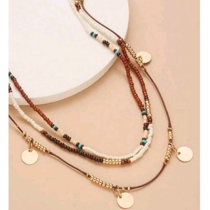 พร้อมส่ง สร้อยคอสไตล์โบฮีเมียน Set 3 ชิ้น