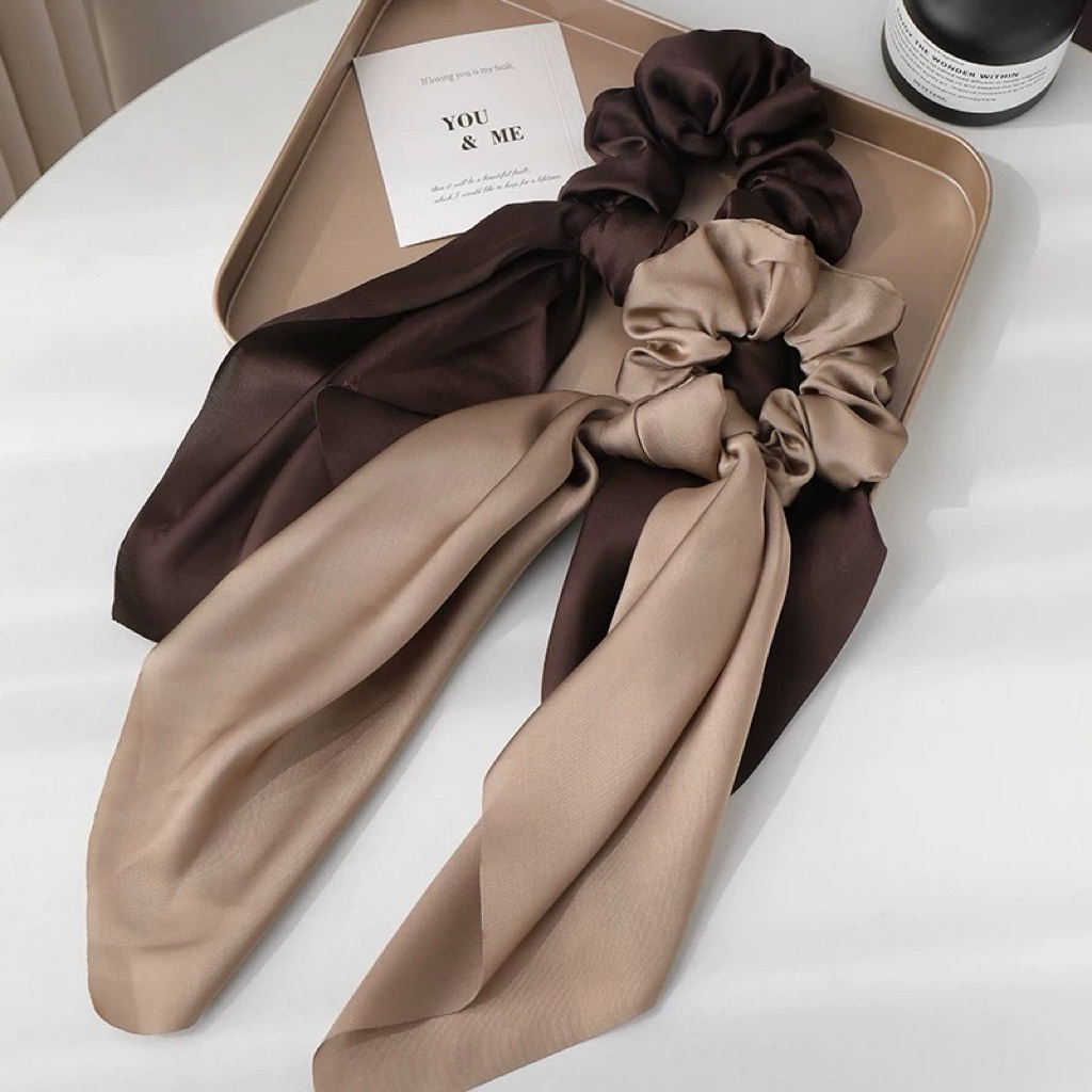 Fairy Satin ยางรัดผมผ้าไหมซาติน หรูหรา ขนาดใหญ่ ผ้าทิ้งตัว มีน้ำหนัก ยางมัดผม โดนัทรัดผม